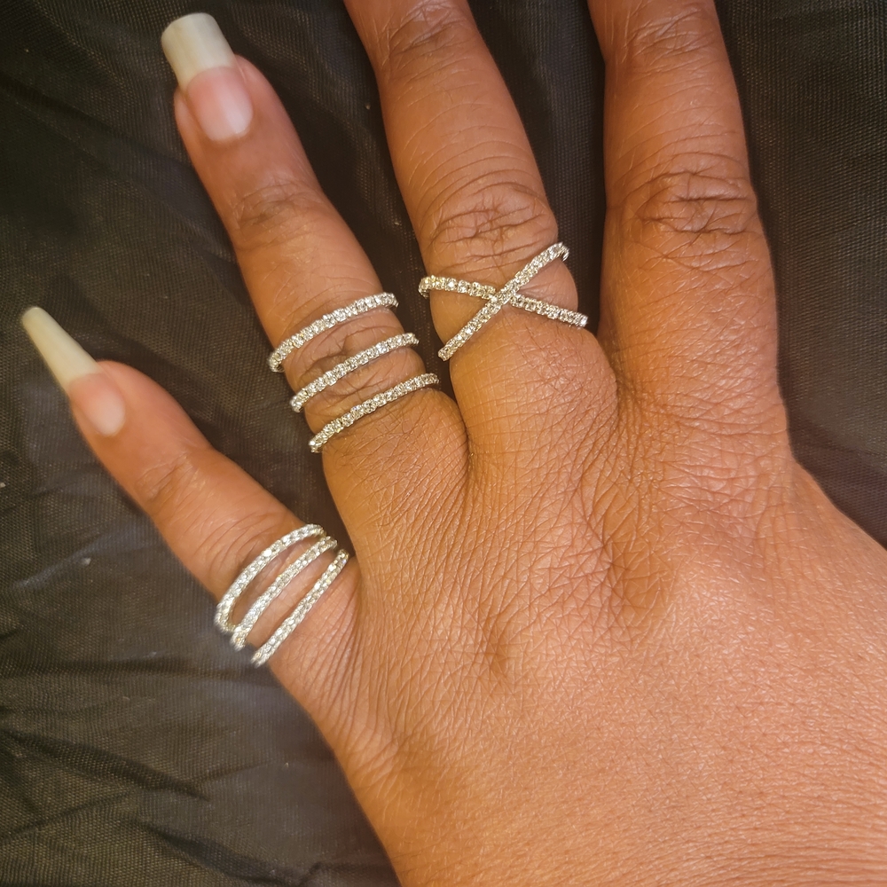 Elegant Silver-Tone Multi-Band Ring Set